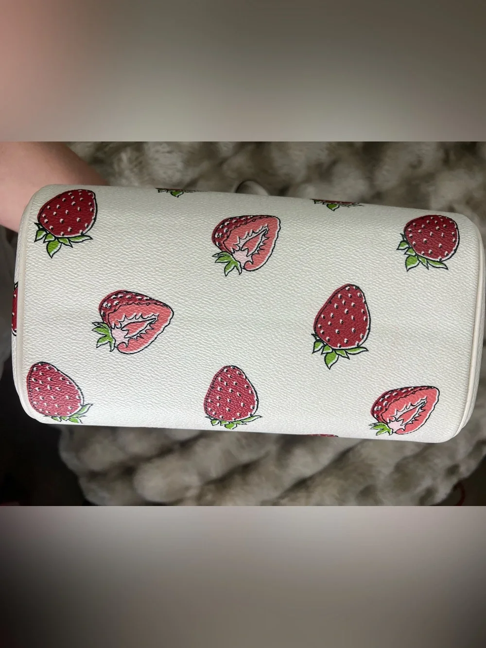 Coach Rowan Med & Micro White Strawberry Print Satchel Set ($653 total for set)